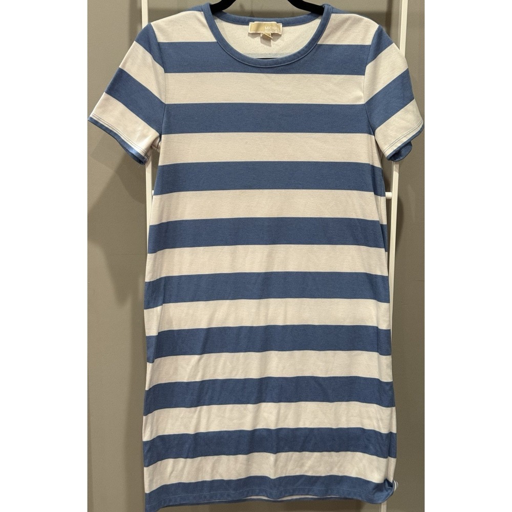 Michael Michael Kors Blue/White Striped Nautical T-Shirt Dress Preppy Classic L